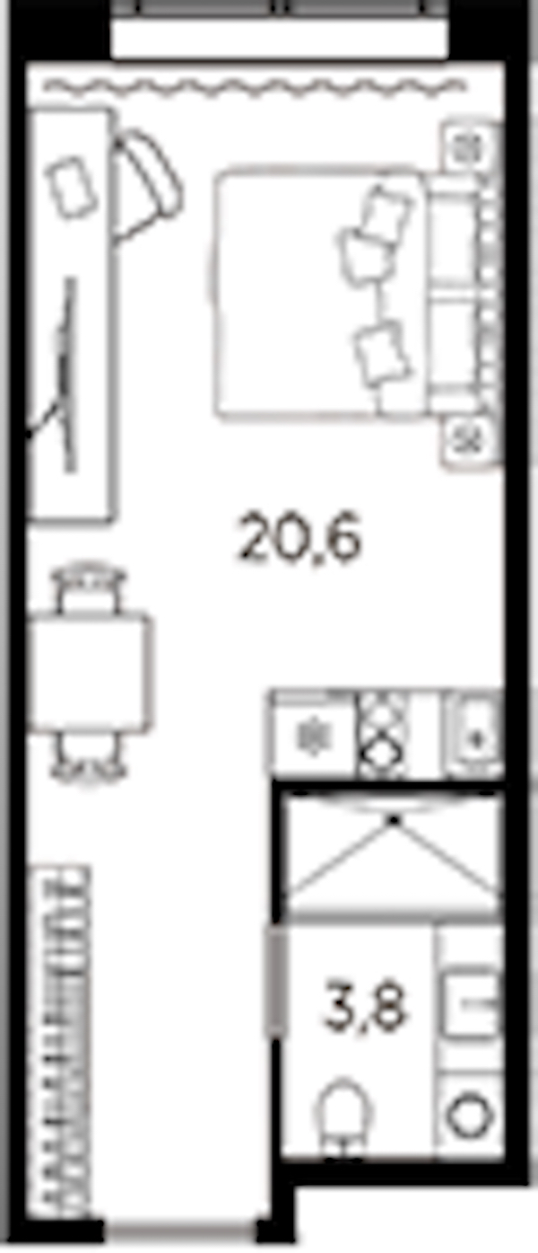 Квартира студия 24.4 м², 5/13 эт., ЖК «AVENIR Industrial»